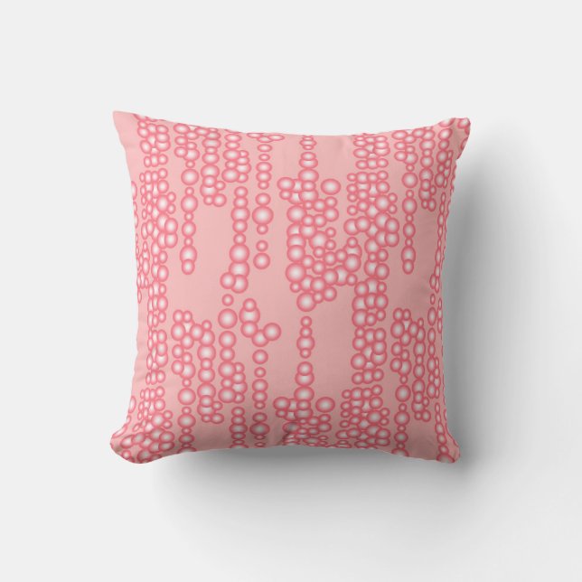 Stream of bubbles, coral pink cushion (Front)