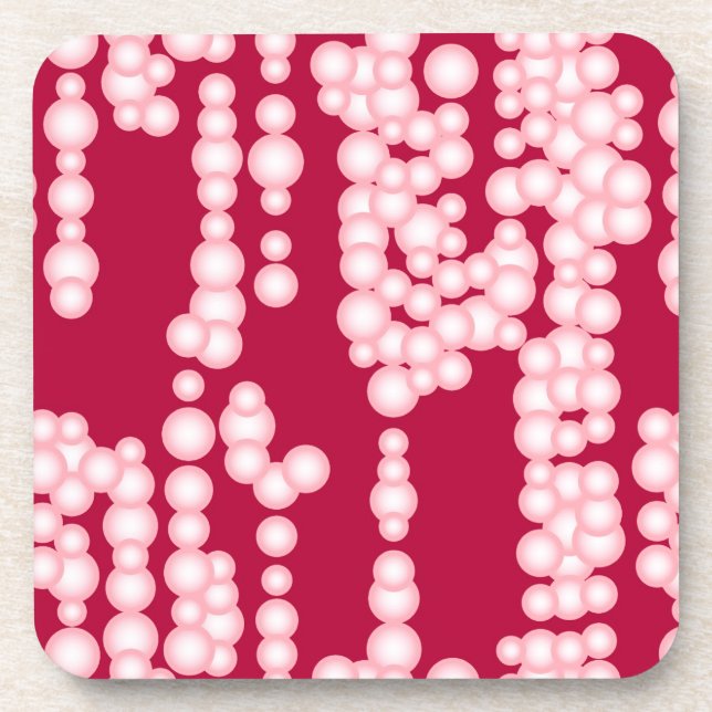Stream of bubbles, pink and burgundy coaster (Front)