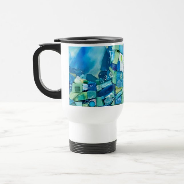 Stream of Life Mixed Media Mosaic Travel Mug (Left)