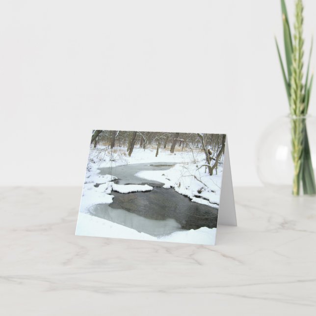 STREAM THROUGH SNOW-COVERED WOODS notecard (Front)