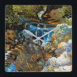 STREAM WATERFALL SQUARE WALL CLOCK<br><div class="desc">An art design of a small stream waterfall.</div>