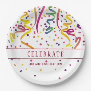 Streamers and Confetti Paper Plate