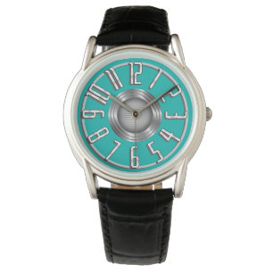 Streamline Art Deco Wrist Watch - Aqua