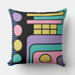 Streamline Moderne Retro Style Geometric Design Cushion