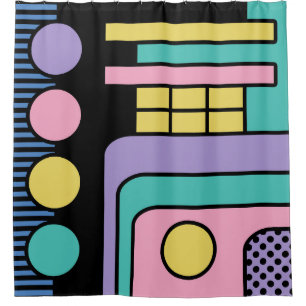 Streamline Moderne Retro Style Geometric Design Shower Curtain