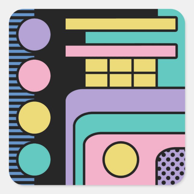 Streamline Moderne Retro Style Geometric Design Square Sticker (Front)