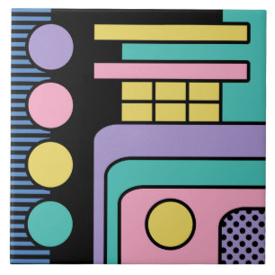 Streamline Moderne Retro Style Geometric Design Tile