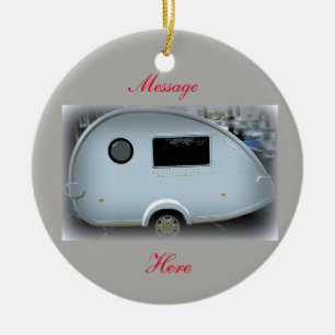 Streamlined teardrop trailer gypsy caravan ceramic tree decoration