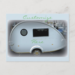 Streamlined teardrop trailer gypsy caravan postcard