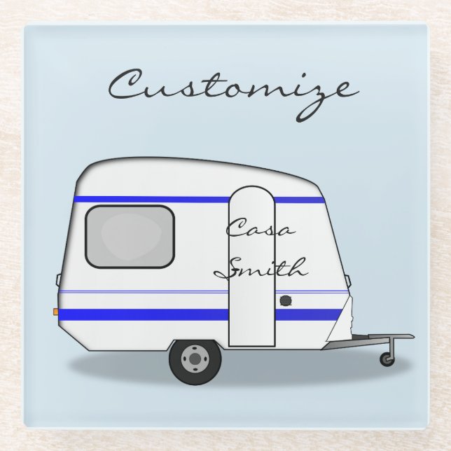 Streamlined tiny travel trailer Thunder_Cove Glass Coaster (Front)