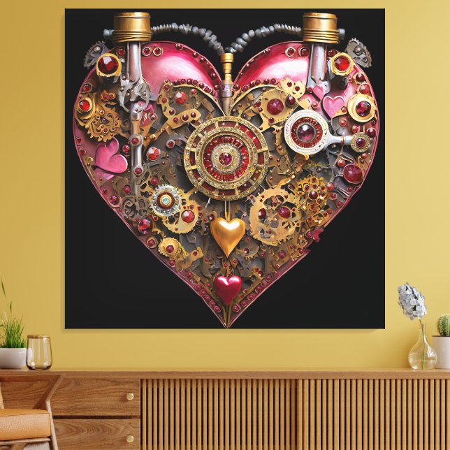 Streampunk Heart Ruby Valentine Canvas Print (Insitu(LivingRoom))