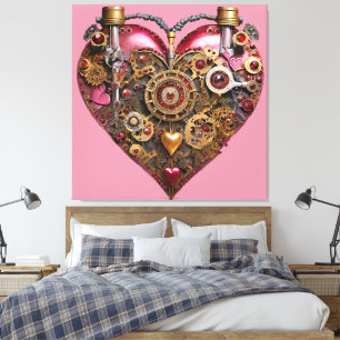 Streampunk Heart Ruby Valentine Canvas Print