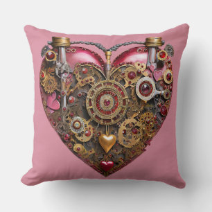 Streampunk Heart Ruby Valentine Cushion