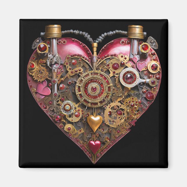 Streampunk Heart Ruby Valentine Magnet (Front)