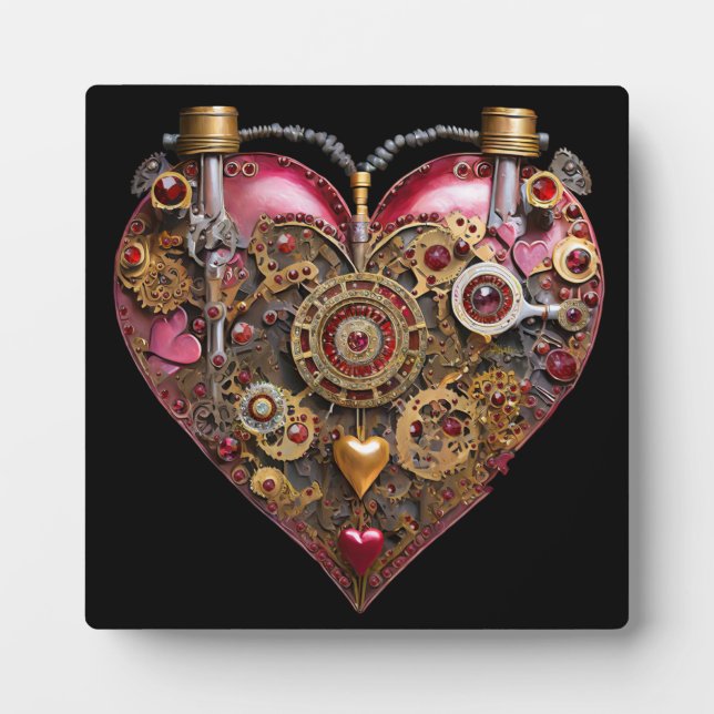 Streampunk Heart Ruby Valentine Plaque (Front)