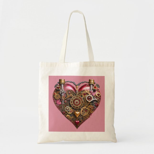 Streampunk Heart Ruby Valentine Tote Bag (Front)