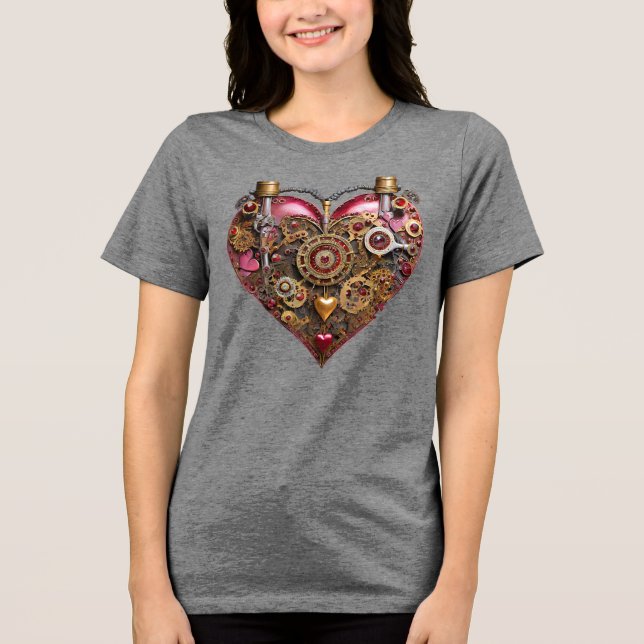 Streampunk Heart Ruby Valentine Tri-Blend Shirt (Front)