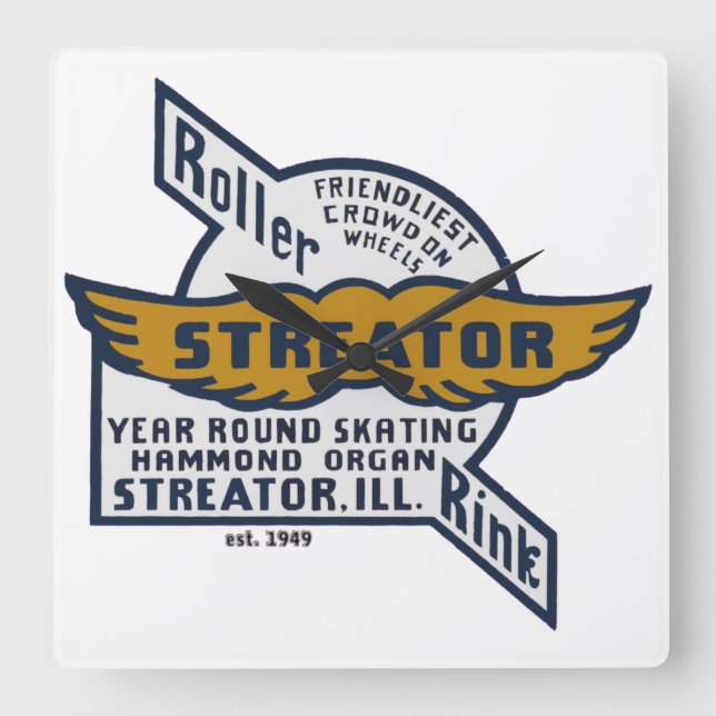 Streator Roller Skating Rink, Streator IL Square Wall Clock (Front)