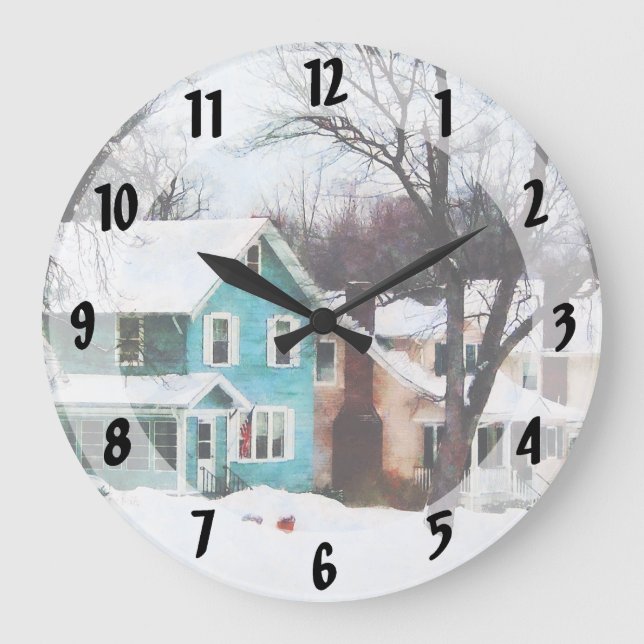 Street After Snow Large Clock (Front)