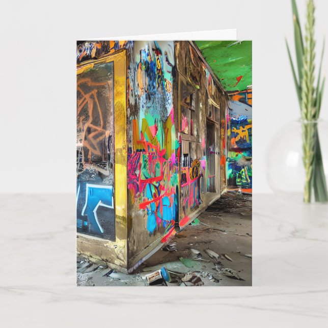 Street Art Abandoned Building | Colourful Day Card (Front)