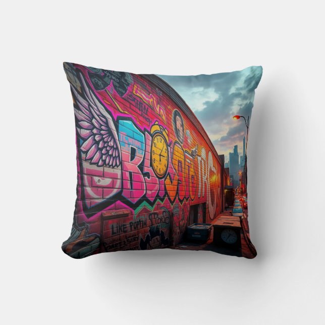 Street Art  and Nature Cushion (Front)