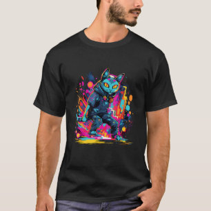 Street Art Felines Urban Cat Drawing Delight T-Shirt