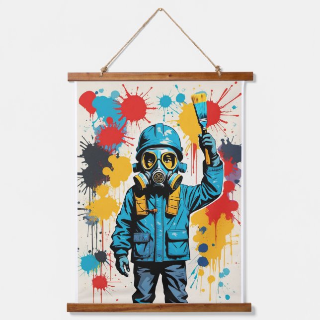 Street Art Gas Mask Wall Decor Hanging Tapestry (Front)