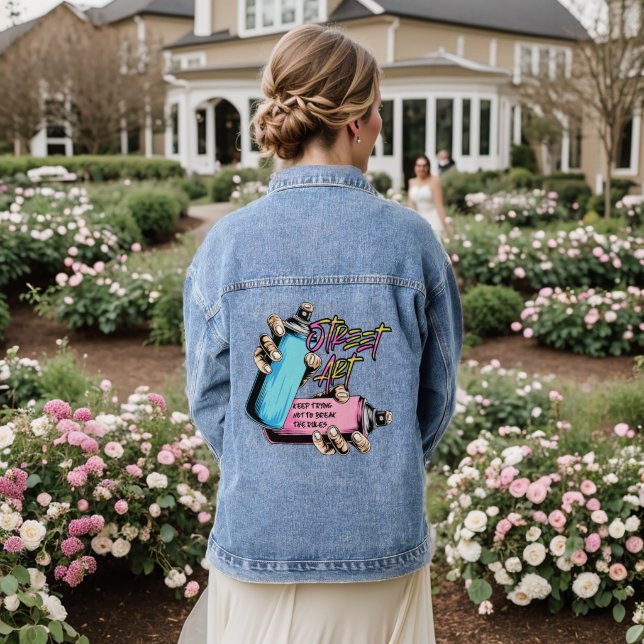 Street Art Graffiti Urban  Denim Jacket (Wedding Back)