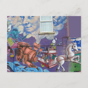 Street art on wall postcard