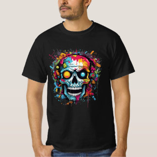 Street Art Skull: Graffiti Colorful T-shirt Art