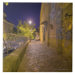 Street at night in Rome, Italy 2 Tile