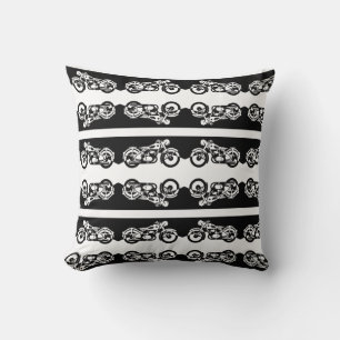 Street Bike Motorcycle Pattern Pillow Reversible
