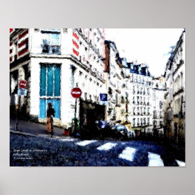 Street Corner in Montmartre, Paris, France Poster (Front)