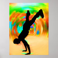 Street Dancing, Silhouette, Green/Orange/Yellows