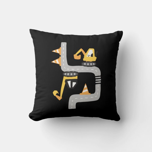 Street Excavator Cartoon Cushion (Front)