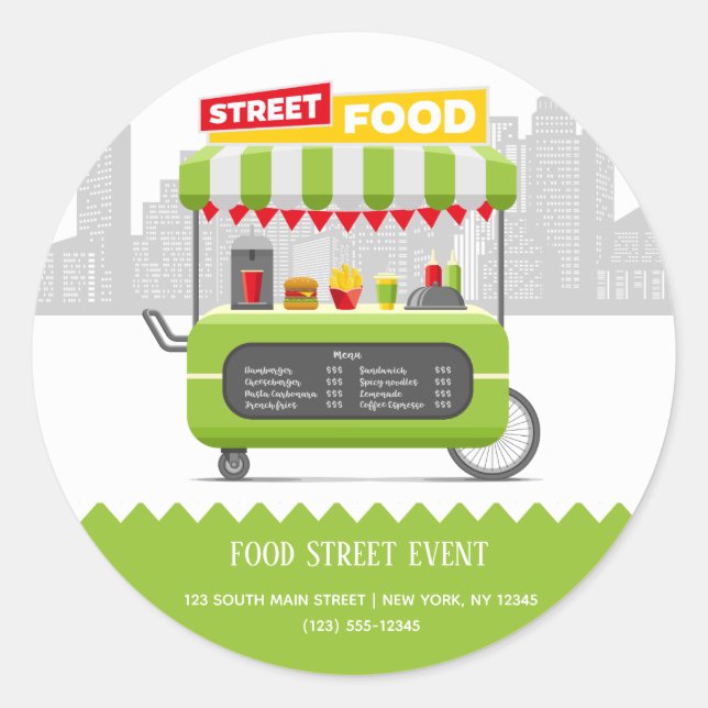 Street food classic round sticker (Front)