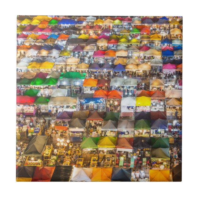 Street Food Market Rod Fai Bangkok Thailand Tile (Front)