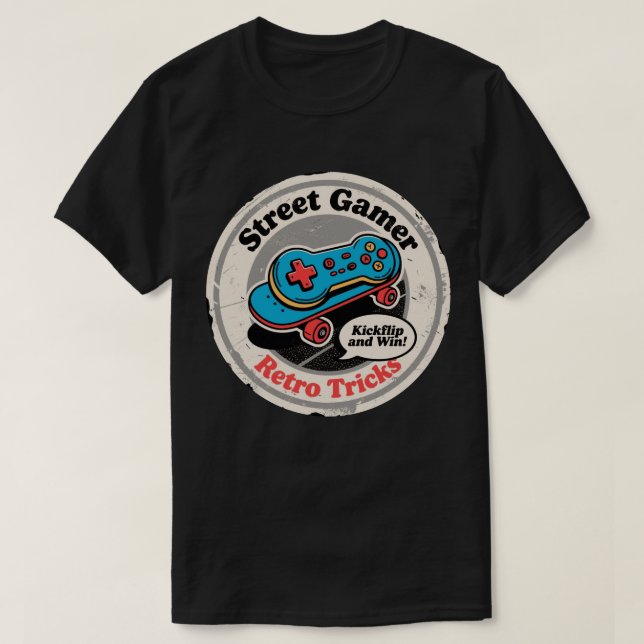 Street Gamer Retro Tricks Skate Controller T-Shirt (Design Front)