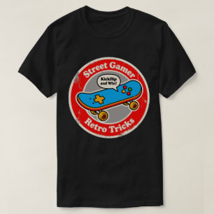 Street Gamer Retro Tricks Skateboard Fun T-Shirt