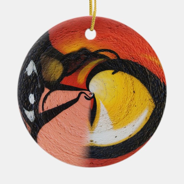 Street Graffiti Red Yellow Black Colourful Ceramic Tree Decoration (Front)