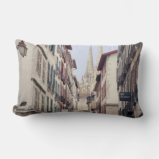 Street in Bayonne Lumbar Cushion (Front)