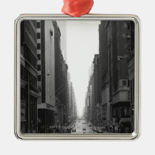 Street in NY city B&W Metal Tree Decoration