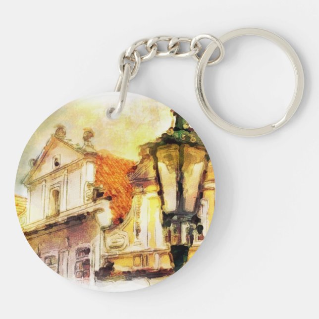 Street in old part of prague key ring (Back)