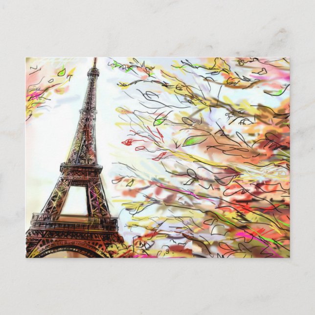 Street In Paris - Illustration 2 Postcard (Front)