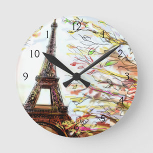 Street In Paris - Illustration 2 Round Clock