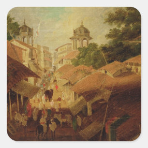 Street in Patna, c.1825 (oil on canvas) Square Sticker