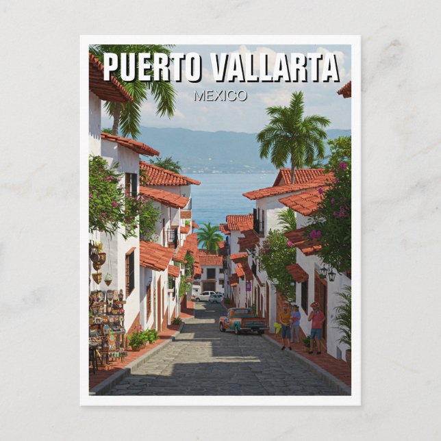 Street in Puerto Vallarta Mexico Travel Postcard (Front)