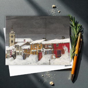 Street in Røros in Winter, Winter Fine Art Postcard
