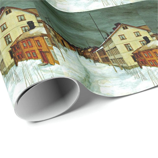 Street in Roros (Norway) fine art painting Wrapping Paper (Roll Corner)