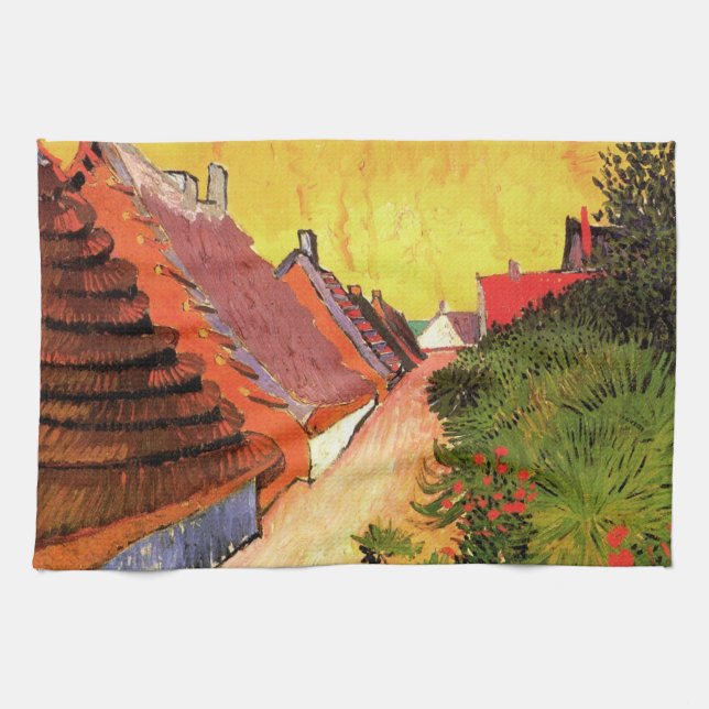 Street in Saintes Maries by Vincent van Gogh Tea Towel (Horizontal)